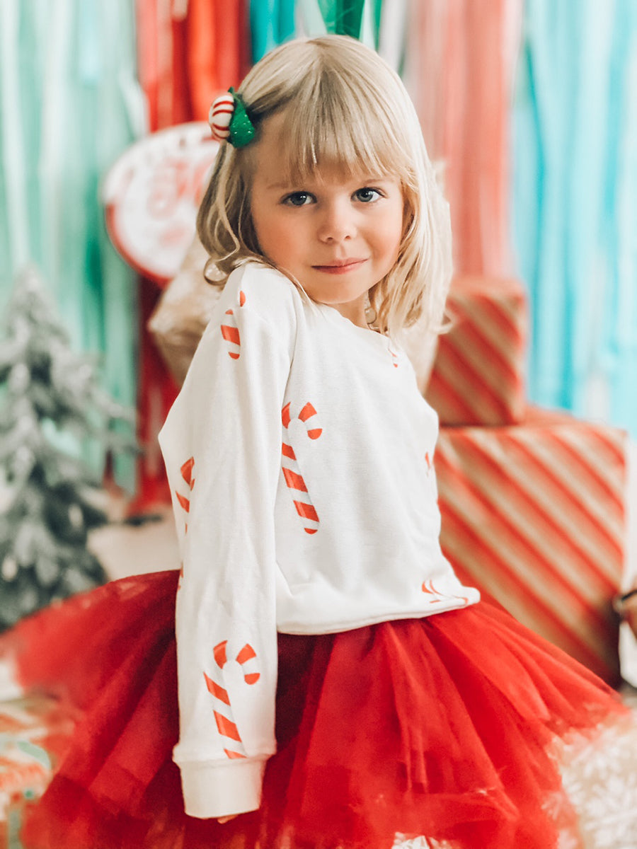 Candy Cane Sweatshirt in White