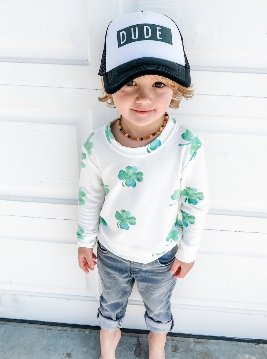 Kids Clover Sweatshirt in Off White