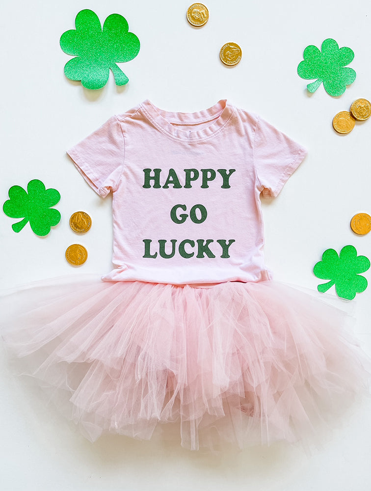 Happy Go Lucky Tee in Light Pink