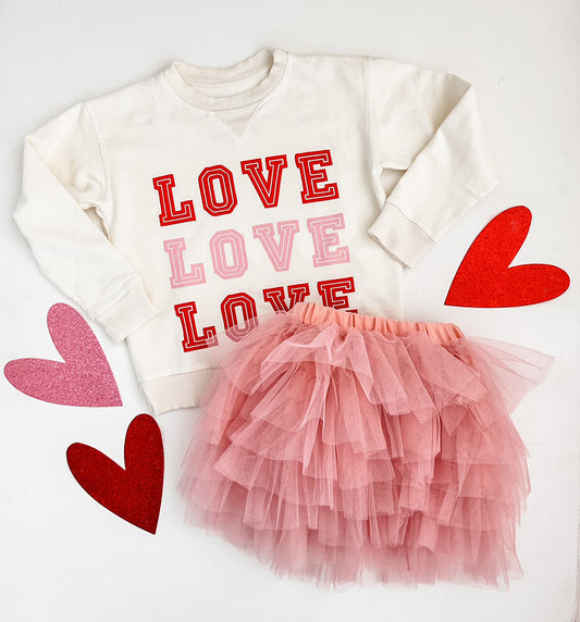 LOVE, LOVE, LOVE Sweatshirt in Coconut