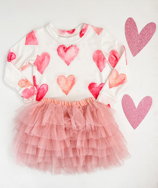 Kids Watercolor Heart Sweatshirt