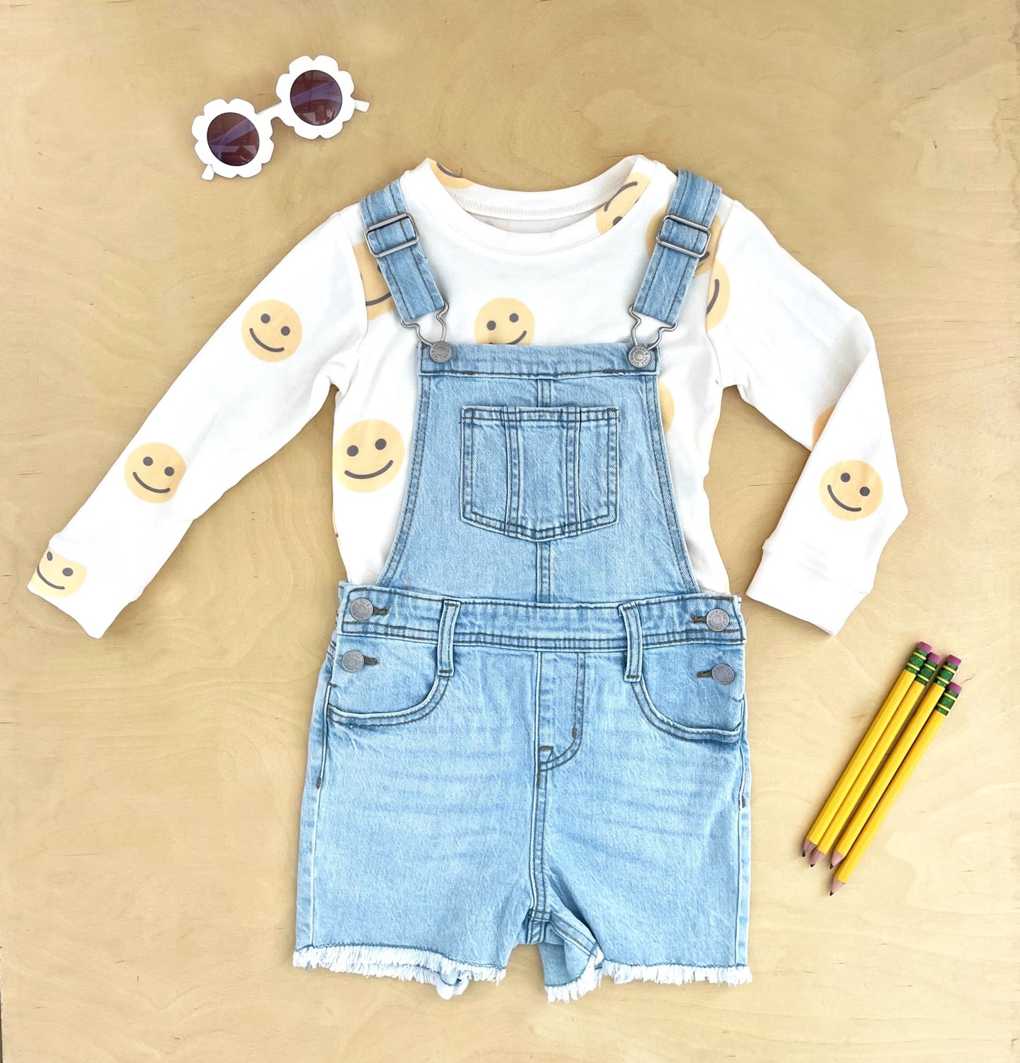 All Over Happy Face Sweatshirt in Coconut