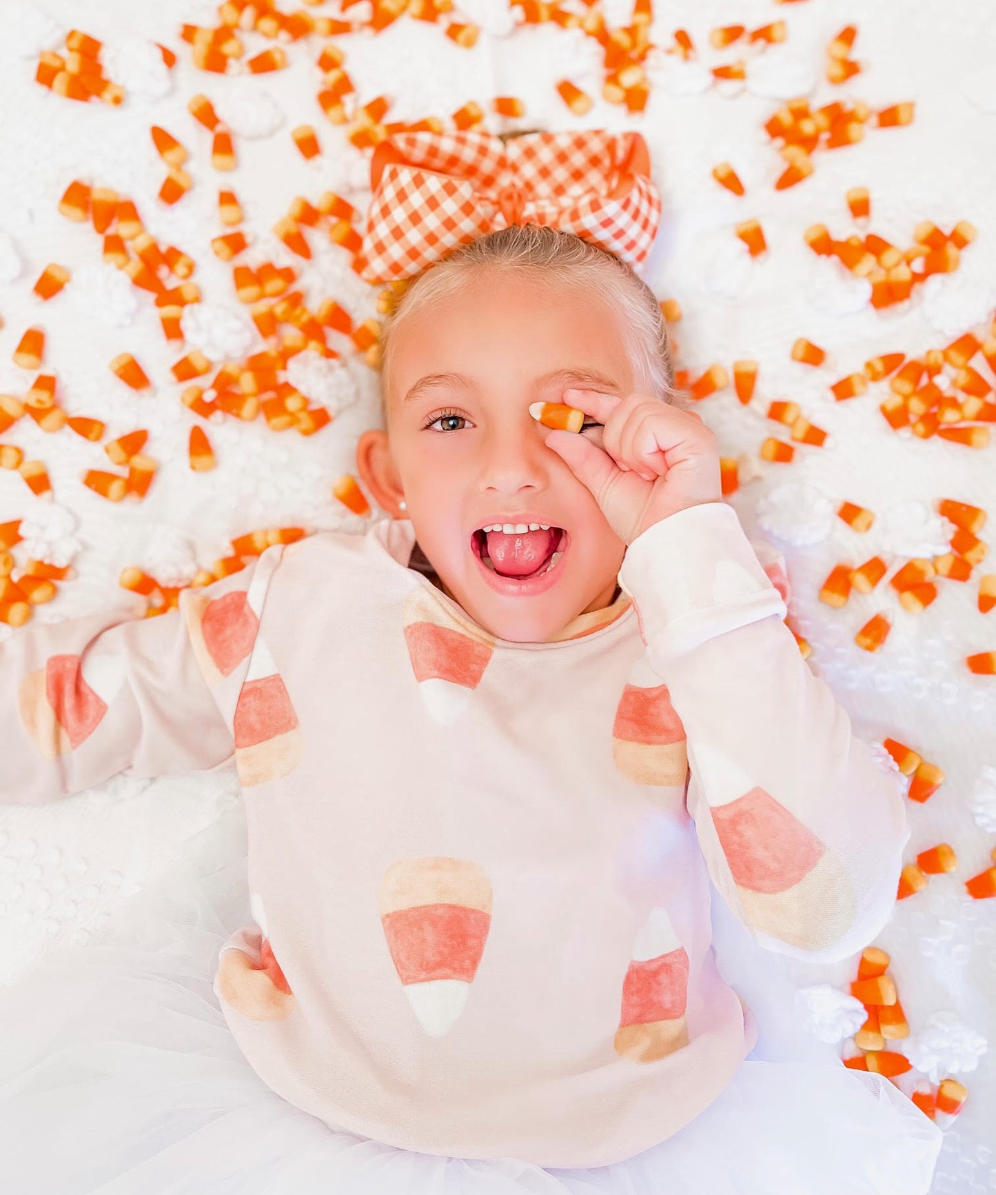 Candy Corn Sweatshirt in Light Pink