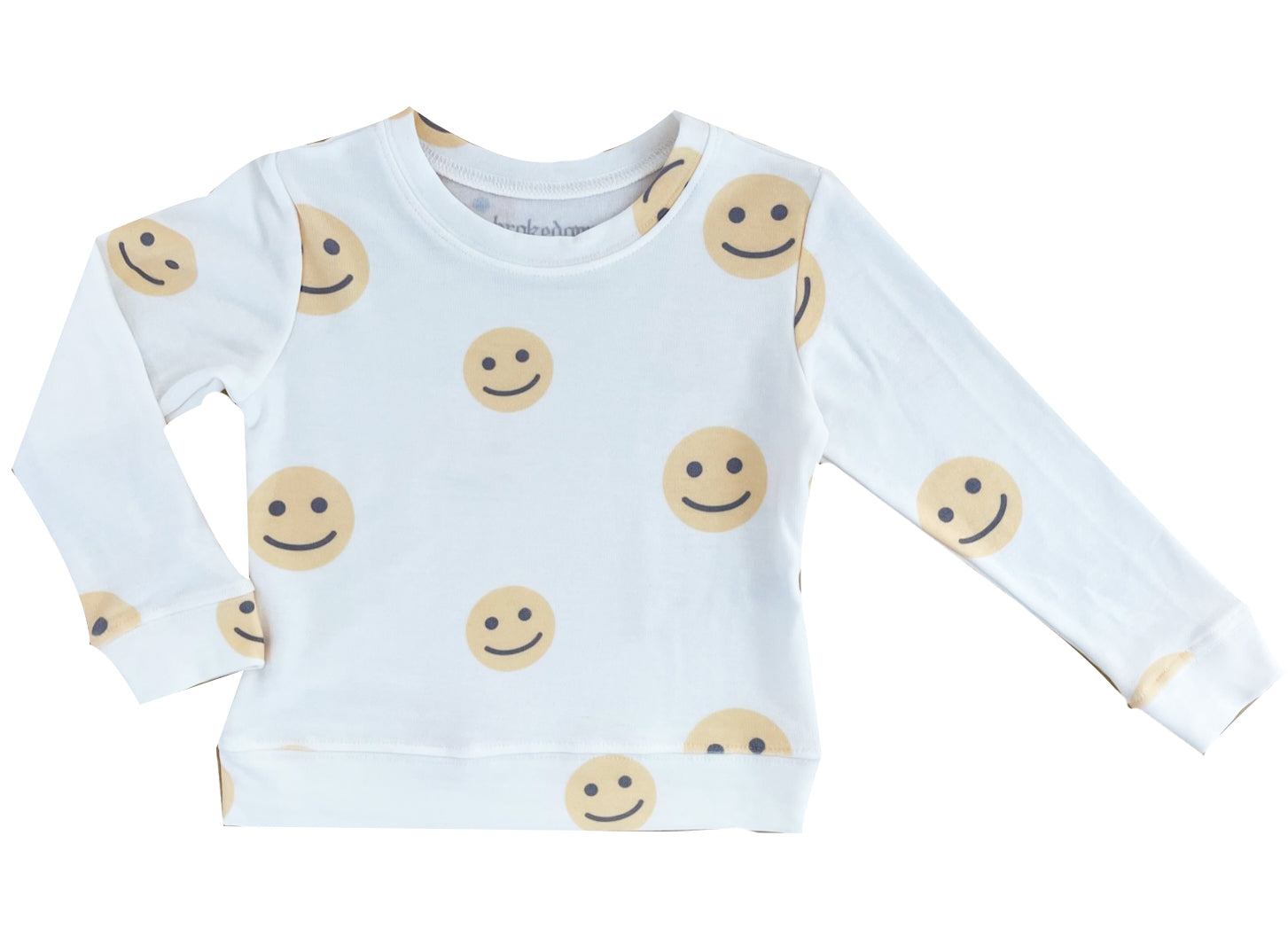 All Over Happy Face Sweatshirt in Coconut