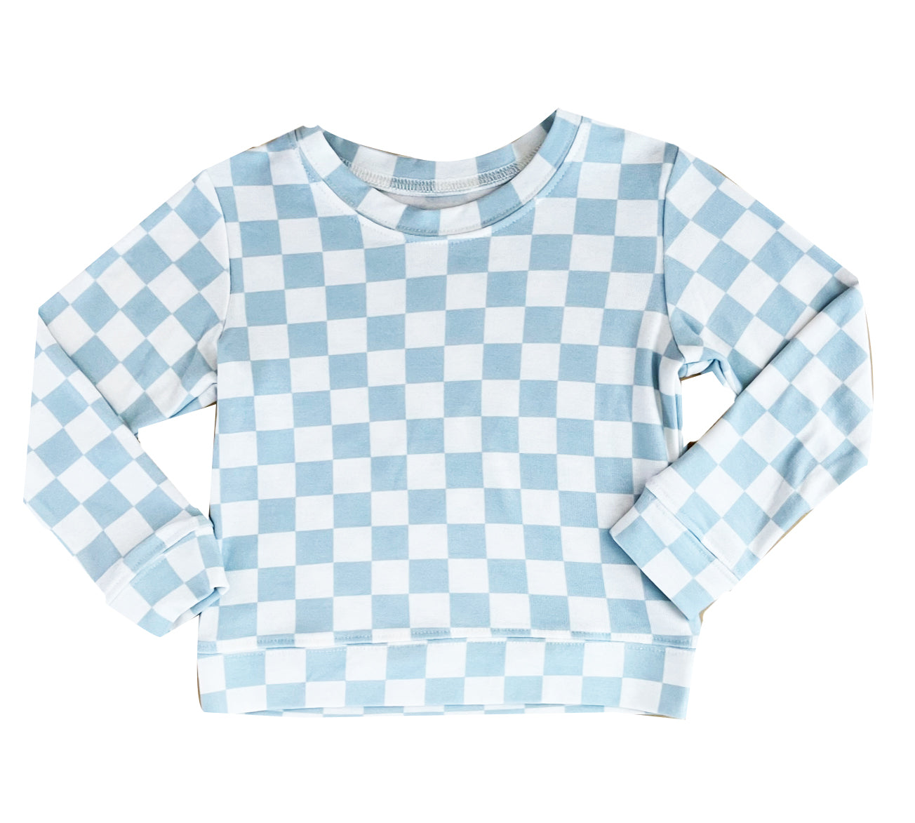 Kids Light Blue Checkered Sweatshirt