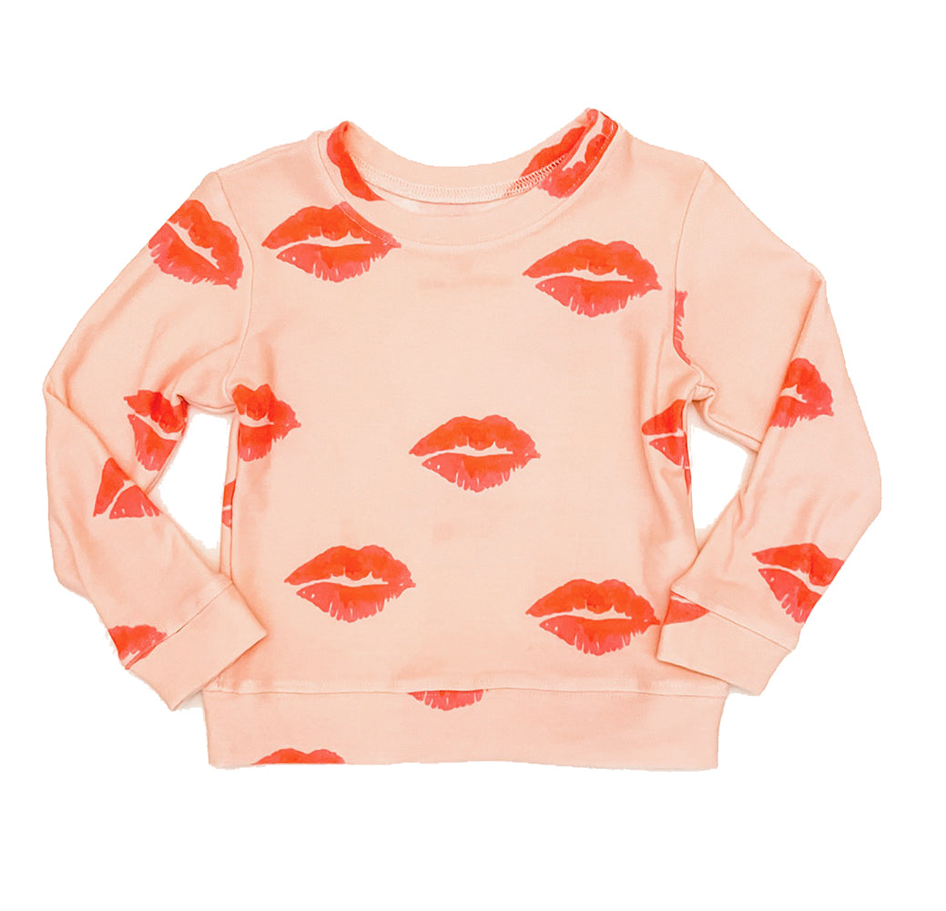 Kids Lips Sweatshirt in Peachy/Pink