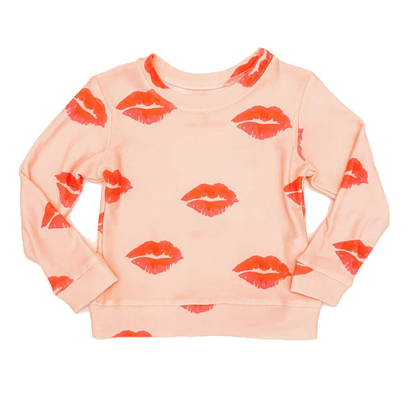 Kids Lips Sweatshirt in Peachy/Pink