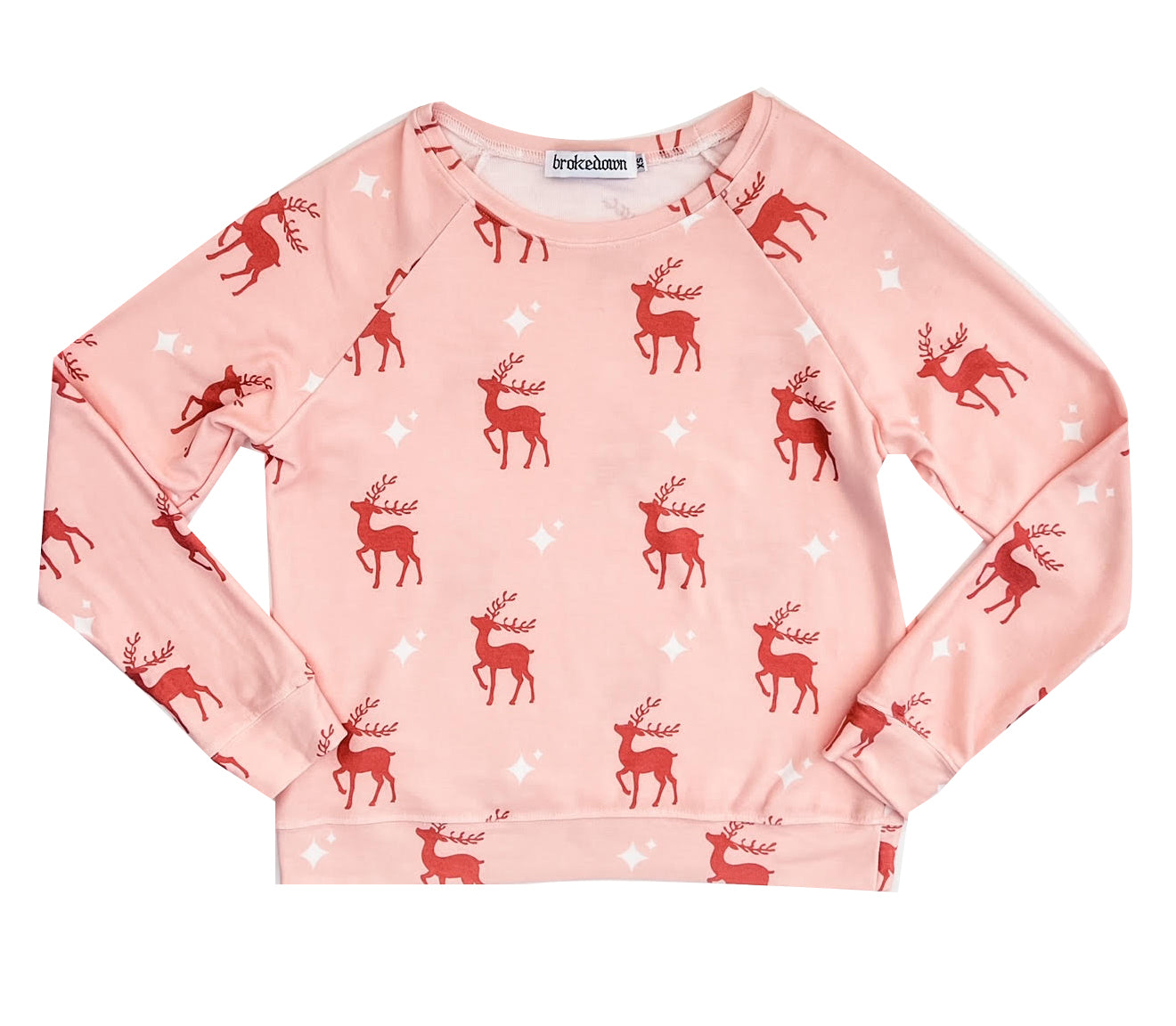 Women's Reindeer Sweatshirt in Peach